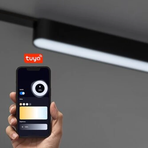 Lampă SMART pe șină Line06V Rabalux, LED 7W, 370 lumeni, control TUYA Smart, design modern